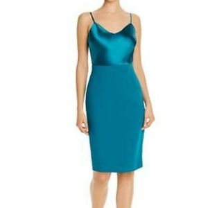 Black Halo Teagun Tonal Color-Block Dress Teal Ocean sz 12
